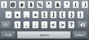 iPhone keyboard consisting of only symbols
